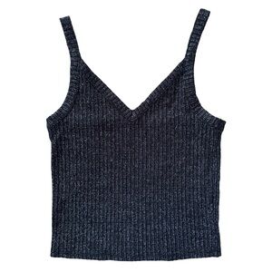 American Eagle Soft & Sexy Ribbed Tank | Black Sparkle